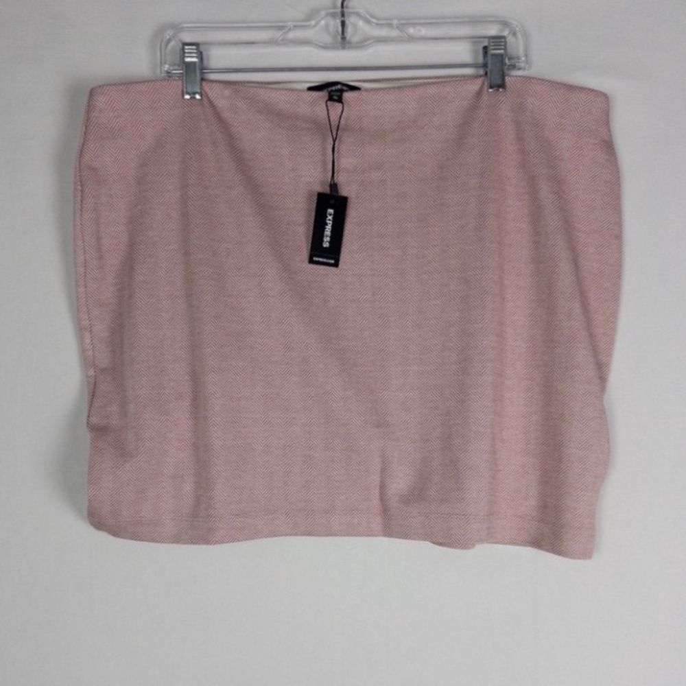 Express Pink Herringbone Mini Skirt